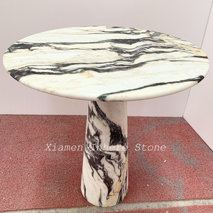 Table basse ronde en pierre naturelle pour salon, table <span class=keywords><strong>d</strong></span>'appoint <span class=keywords><strong>de</strong></span> luxe en marbre Calacatta Viola personnalisé - Product Image 2