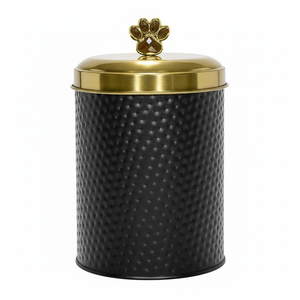 Recipiente de Metal negro martillado con tapa chapada en oro, contenedor hecho a mano de forma redonda, recipiente nuevo clásico con estilo al por mayor - Product Image 1