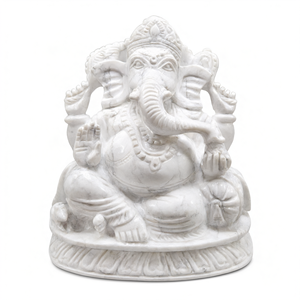 Cristal de howlita tallado a mano de Ganesh - Ídolo del Dios Ganesha - Escultura Murti en cristales - Reiki/Chakra/Cura - Product Image 2