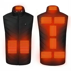 Winter Vest for Men 9 Places Heated USB Smart Carbon Fiber Heating Windproof Electric Thermal Gilet Mens Puffer Vest