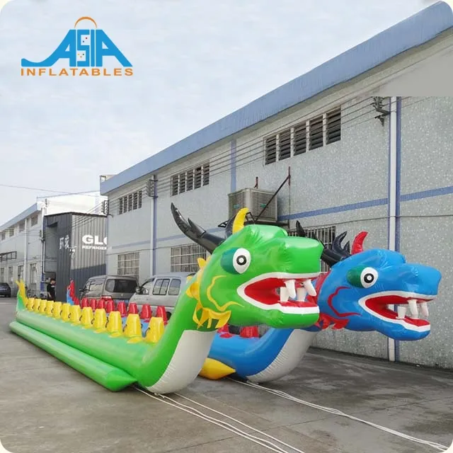 10 Penumpang In-Line Dragon King PVC Banana Sled Boat Inflatable Towable Water Boat untuk Komersial