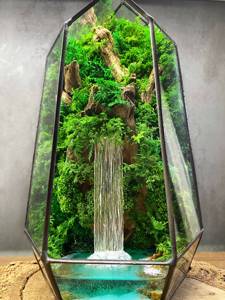 カントリースタイルの禅ガーデンテラリウムキット幾何学的な滝の保存されたモスアートプラントギフト用の植物繊維から作られた植物 - Product Image 6