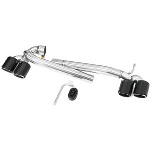 Terminale di Scarico Quadruplo in Acciaio Inox Argento e Nero con Fibra di Carbonio per BMW Serie 1 <span class=keywords><strong>118i</strong></span> <span class=keywords><strong>F20</strong></span> 2013-2016 - Product Image 3