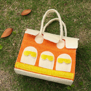 Sac à main DIY pour femme, grande capacité, tendance, ouvert, durable, portable, écologique, fait main, en loofah naturel, motif dessin animé - Product Image 3