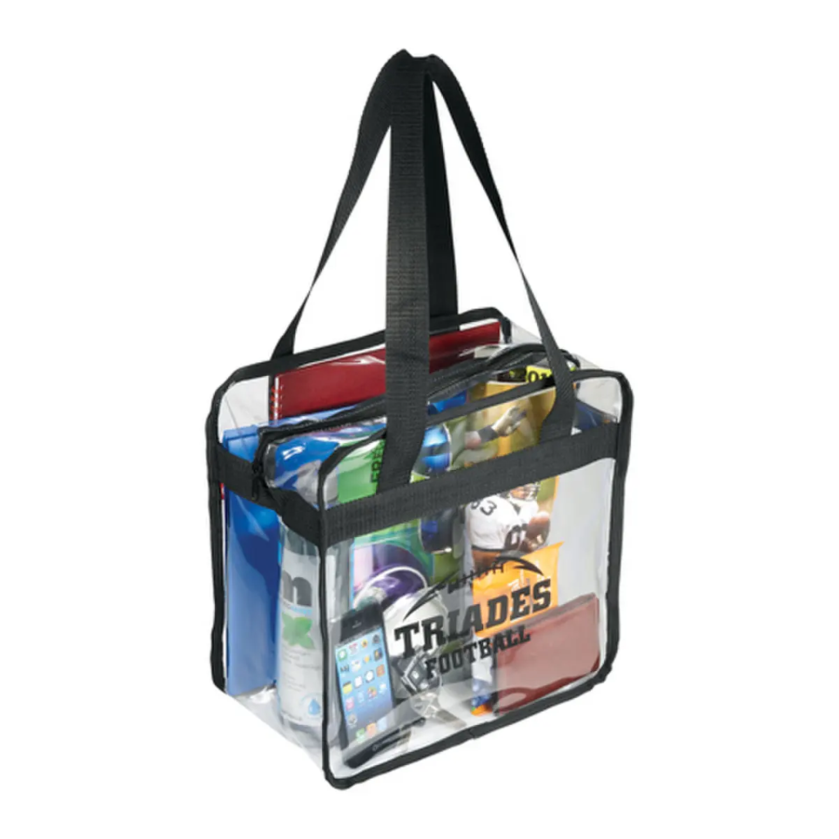 Custom Pvc Transparent Handbag Clear Bag Game Day Clear Zippered Safety Tote