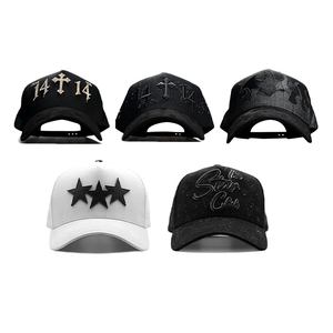 Casquette de Baseball 5 Panneaux en Stock « A-Frame » X Corridos Tumbados, Casquette Trucker en Daim à Large Bord avec Strass et Chrome, Gorra de Barbier - Product Image 3