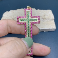 Pendentifs en forme de croix en zircon plaqué or de haute qualité en gros pour la fabrication de bijoux, accessoires pour colliers et boucles d'oreilles DIY