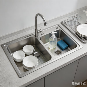 Lavelli da <span class=keywords><strong>Cucina</strong></span> Cromati Artigianali a <span class=keywords><strong>Doppia</strong></span> <span class=keywords><strong>Vasca</strong></span> in Acciaio Inossidabile con Logo Personalizzato e Doppio Foro di Scarico - Product Image 4
