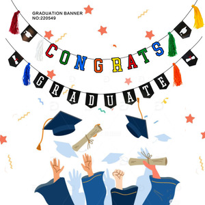 <span class=keywords><strong>Guirlande</strong></span> de lettres multicolores en papier assemblée à la main, faite à la main, prix usine EASTTERN, ensemble de bannière de fête de remise de diplôme avec pompons - Product Image 5