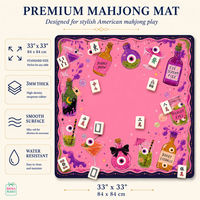 Tapis de mahjong américain pour soirée de jeu en famille, tapis de jeu en néoprène imprimé sur mesure, pliable, portable, 84x84 cm, pour 4 joueurs