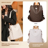 Sac à dos en PU imprimé vintage 2026, décontracté, antivol, pour voyage, sac à dos scolaire pour filles, sac à dos de créateur de mode pour femmes
