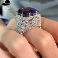 Nouvelle bague de luxe pour femme en diamant de laboratoire de 21,61 carats, taille oreiller, personnalisable, or blanc 9K-18K, pour mariage, fête, sertie