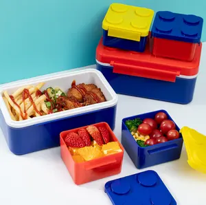 BPA free portable personalized bento food thermal building block Brick Design Stackable school Lunch Box for children