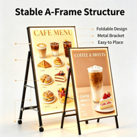 Boîte lumineuse publicitaire haut de gamme en forme de A, support de menu LED double face pour restaurant, café, restauration rapide, panneau d'affichage