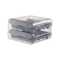 Boîte de rangement d'œufs moderne à double étage pour réfrigérateur, empilable, en PET transparent, support organisateur en PP injecté et aluminium, rectangulaire