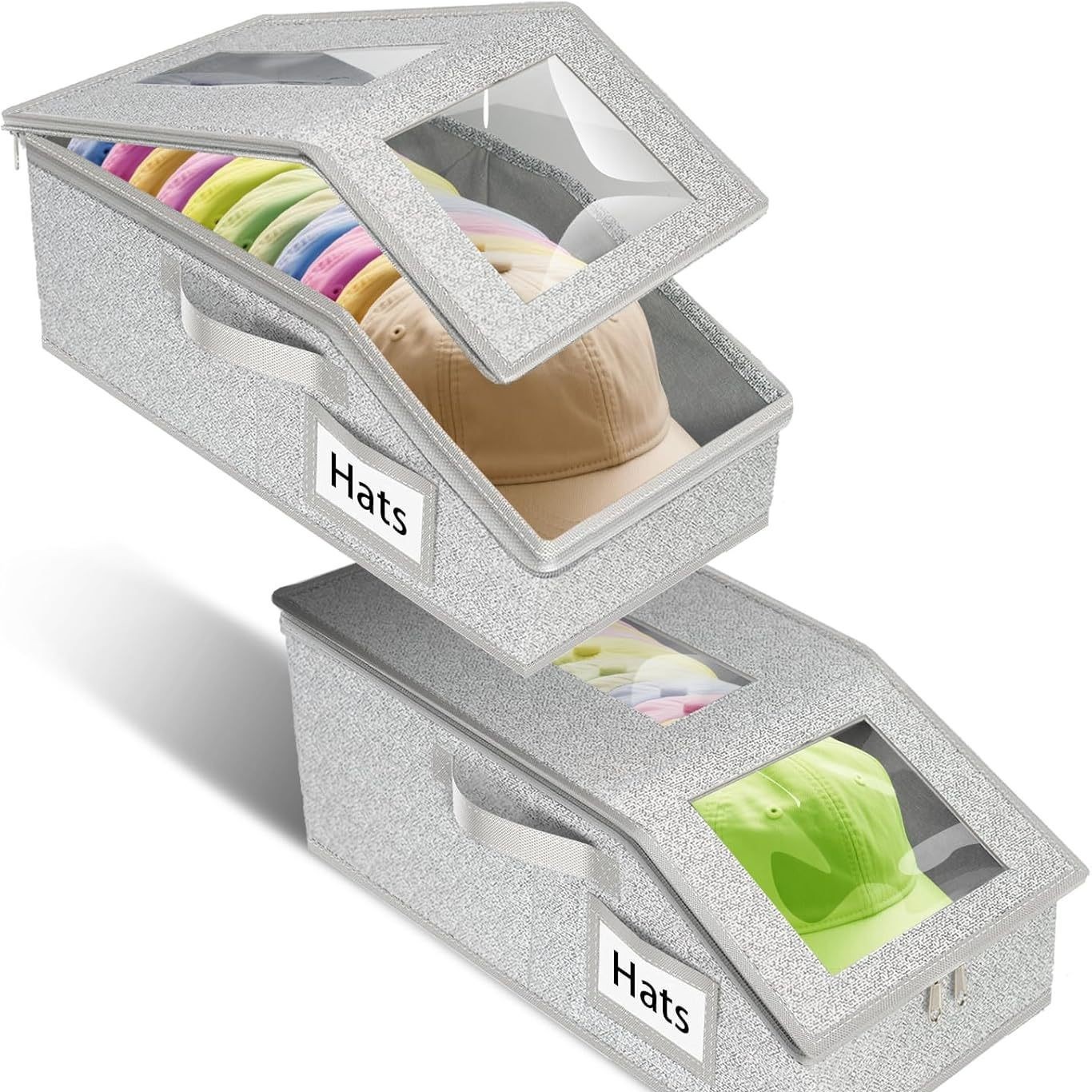 Ant-patterned hat storage box, light gray [41*22*17CM]