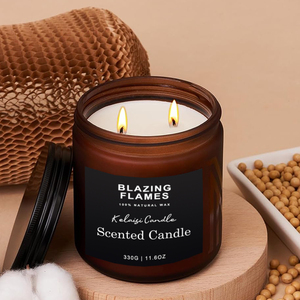 KLS Custom Luxury Private Label Glass Jars With Lid 2 Wick <strong>Candle</strong> Gift Home Decor Natural Soy Wax Lavender <strong>Citrus</strong> Scented <strong>Candle</strong> - Product Image 3