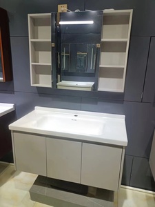 Factory-Direct Modern Minimalist Integrated Sintered Stone Basin and <b>Smart</b> LED <b>Mirror</b> Wall-Mounted Bathroom Vanity - Product Image 3