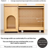 Meuble pour chat en bois avec bac à litière dissimulé, lit pour chat, rangement tout-en-un, maison multifonctionnelle pour chat, table d'appoint