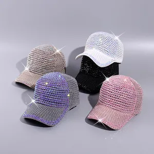 china wholesale print design men tide fashion outdoor sport mesh fabric baseball cap summer adjustable rhinestone trucker hat