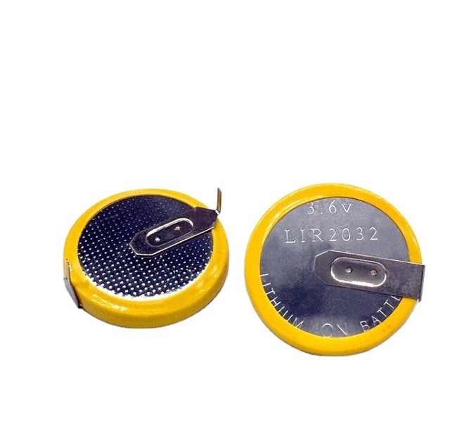 Lir2032 3.7v 40mAh Lithium Coin Cell With Solder Tabs 3.6v Li-ion Cr2032 Rechargeable Battery