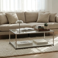 Table basse moderne modulaire écologique avec structure en acier inoxydable, autoportante et multifonctionnelle pour salon