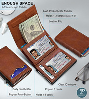 Dompet Kulit Asli Pria Lipat Tiga Multifungsi Ultra Tipis dengan Desain Flip dan Banyak Slot Kartu