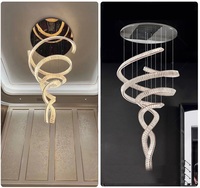 Lustre LED en cristal chromé pour escalier, plafond, villa, loft, salon, hôtel de luxe, projecteur suspendu