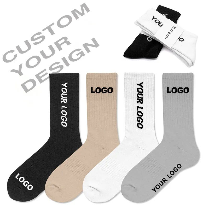 OEM Crew Men Tube Anpassen Gestricktes gesticktes Design Benutzer definiertes Logo Bulk Cotton Sport Athletic Socks