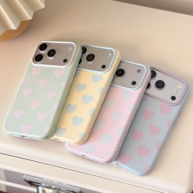 Fashion Cute Love Heart Design Shockproof Phone Cover Case for iPhone 17 16 15 14 Pro Max Girls Women Protective Cover