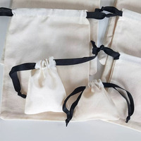 Bolsa de Algodón Natural a Precio Económico, a Prueba de Polvo, Ecológica, para Empacar Regalos de Joyería, con Cinta Negra