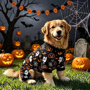 <span class=keywords><strong>Pijama</strong></span> de Halloween para Perro con Estampado de Calabaza y Fantasma, Mono de Cuatro Patas de Poliéster Suave para Perros y Gatos Pequeños y Medianos, <span class=keywords><strong>Disfraz</strong></span> Festivo - Product Image 5