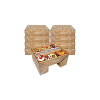 Caja Kraft Personalizable Ranurada con Laminado Mate, Materiales Reciclados, para Fiestas, Picoteo, Apilable, Grado Alimenticio, Fiambrera para Llevar, Delicatessen