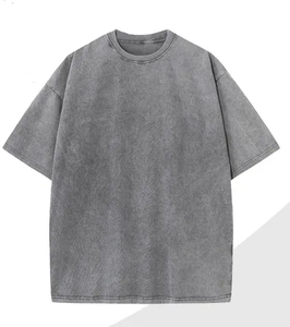 Vente en gros 100% Cottom T-shirt blanc lourd surdimensionné Streetwear T-shirt gris vintage délavé avec impression ou broderie Logo - Product Image 1