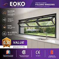 Fenêtre pliante EOKO en alliage d'aluminium à rupture de pont thermique, double vitrage, pour balcon de villa, à haute efficacité énergétique