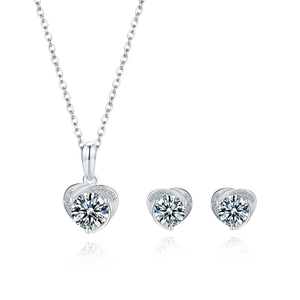 Set di Collana <span class=keywords><strong>e</strong></span> Orecchini a Forma di Cuore in <span class=keywords><strong>Argento</strong></span> <span class=keywords><strong>925</strong></span> con Pietre Moissanite Taglio Brillante Regalo Romantico per Donne Uso Quotidiano <span class=keywords><strong>e</strong></span> Feste - Product Image 3