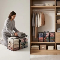 Panier de rangement transparent en PVC transparent, résistant, imperméable, compressé sous vide, écologique, recyclable, avec logo personnalisé, pour la vente en gros