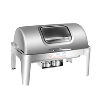 Équipement de traiteur de luxe pour mariage, ensemble de buffet de plats à friction, chauffard en acier inoxydable avec vitre pour traiteur