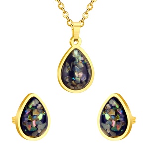 Luxury <b>Jewelry</b> <b>Gold</b> Plated <b>Jewelry</b> <b>Sets</b> Dubai Natural Stone Necklace Earrings <b>Set</b> for Women & Girls - Product Image 1