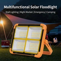 Nouveau projecteur LED portable d'extérieur rechargeable solaire haute puissance 100W IP66 ABS, projecteur à faisceau large, dimmable
