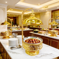 Goldener Runder Hängender Edelstahl Hot Pot Gasbetriebener Buffet-Speisenwärmer für Hotels und Restaurants
