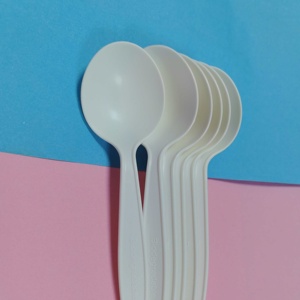 Fourchette-cuillère <span class=keywords><strong>jetable</strong></span> 2-en-1 de luxe de 8 pouces en amidon de maïs biodégradable et compostable pour le déjeuner scolaire - Product Image 4