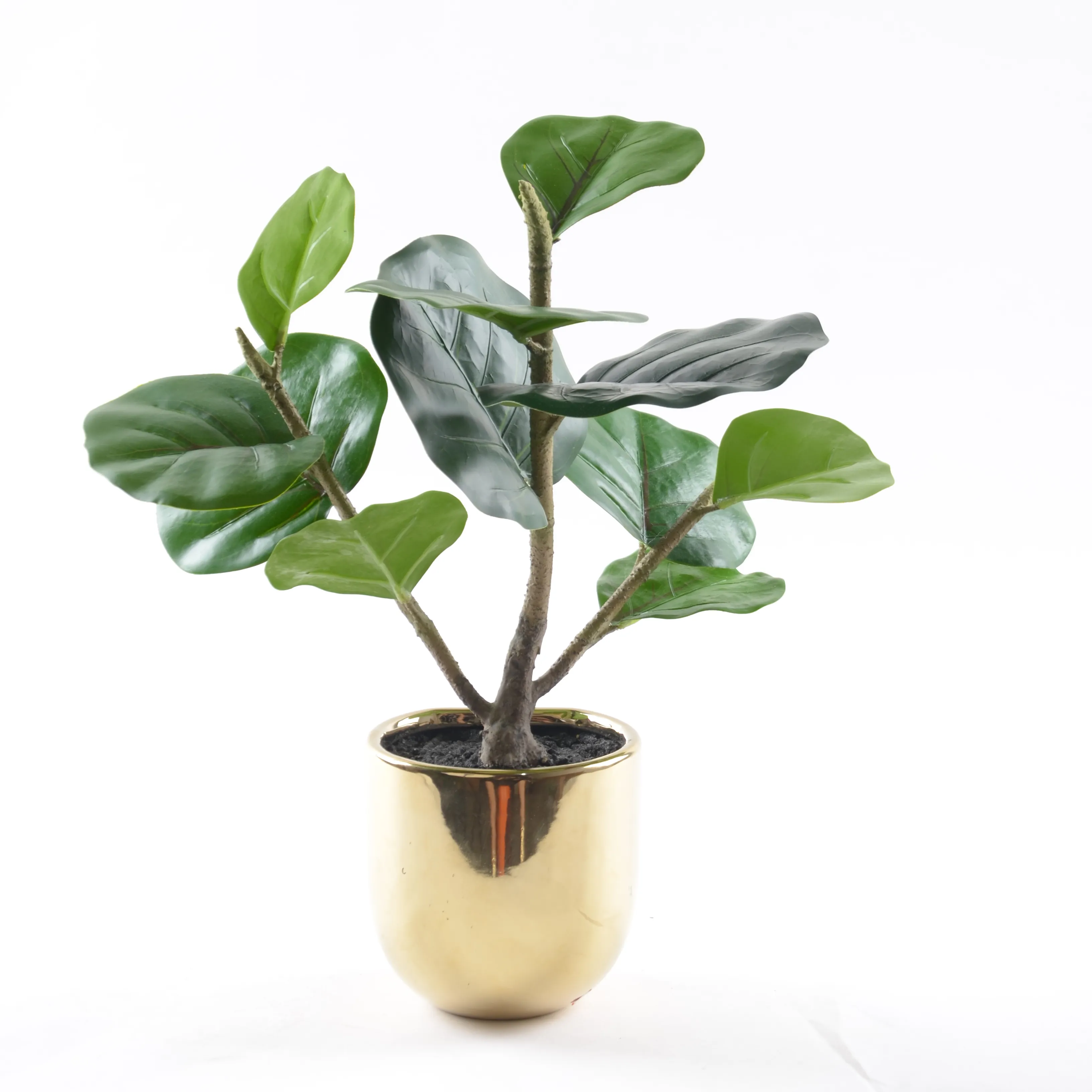 Nifloral Home Design Plastic Small Bonsai Artificial Potted Plants Ficus lyrata Tree for Table Home Decor