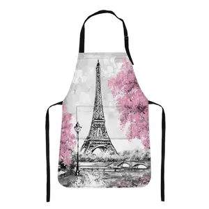 Paris Eiffel Tower Tourist Souvenir Adjustable Button Sleeveless Cotton Apron Kitchen Personalized Custom Printing