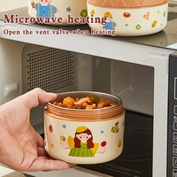 Vente en gros de pots de conservation alimentaire ronds, personnalisés, sans BPA, en acier inoxydable 304, isolés, chauffables au micro-ondes, étanches