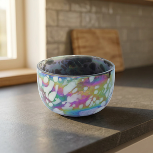 Hand Blown Confetti Glass <b>Bowl</b> Iridescent Decorative <b>Serving</b> <b>Bowl</b> Valentine's Day <b>Christmas</b> Party Centerpiece Heat Resistant for - Product Image 2