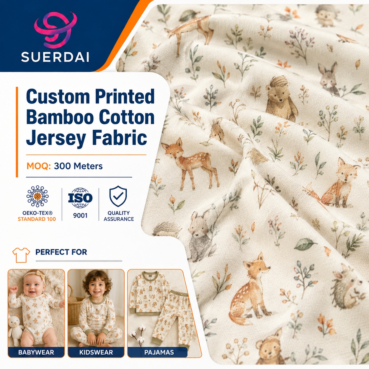 Eco Friendly Breathable Bamboo Organic Cotton Bamboo Cotton Printed Fabric for Garment
