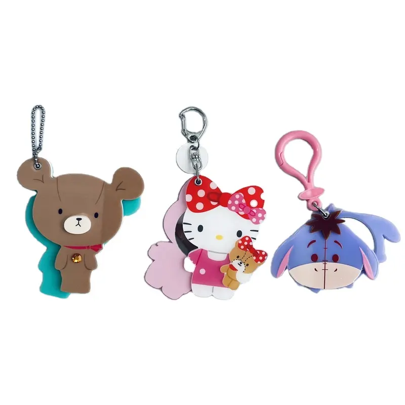 custom high Quality acrylic keychain mirror cartoon figure key holder cute plastic keychain key ring logo fashion