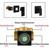 Ensemble complet de robinetterie de douche pour salle de bain, concept standard, carré, intelligent, fixation murale dissimulée, mitigeur noir mat, design moderne