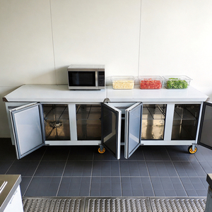 Vente Flash : Réfrigérateur de Restaurant Sous <span class=keywords><strong>Comptoir</strong></span> en Acier Inoxydable à 2 Portes Vitrées, Bar à Salades, Bar Alimentaire, Grande Capacité de Stockage - Product Image 1